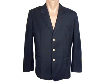 Vintage men blazer jacket black 100% new wool