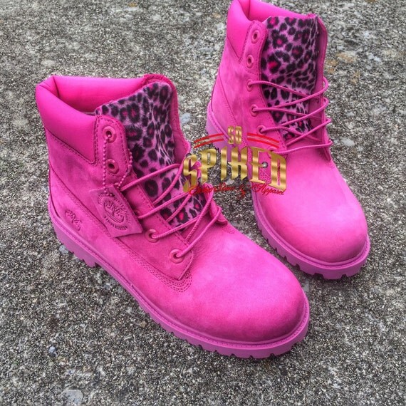 Custom HOT Pink Timberlands BIG Kids & Women ONLY by SpikedCons