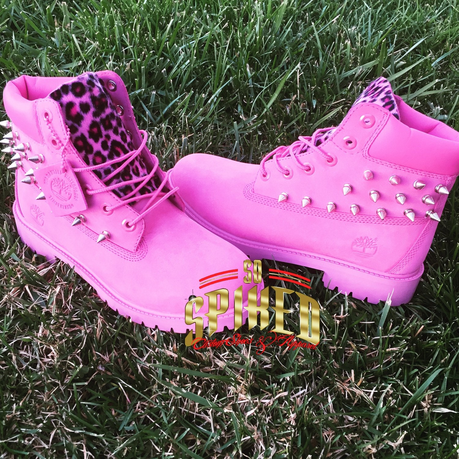 Custom HOT Pink Timberlands BIG Kids & Women ONLY by SpikedCons