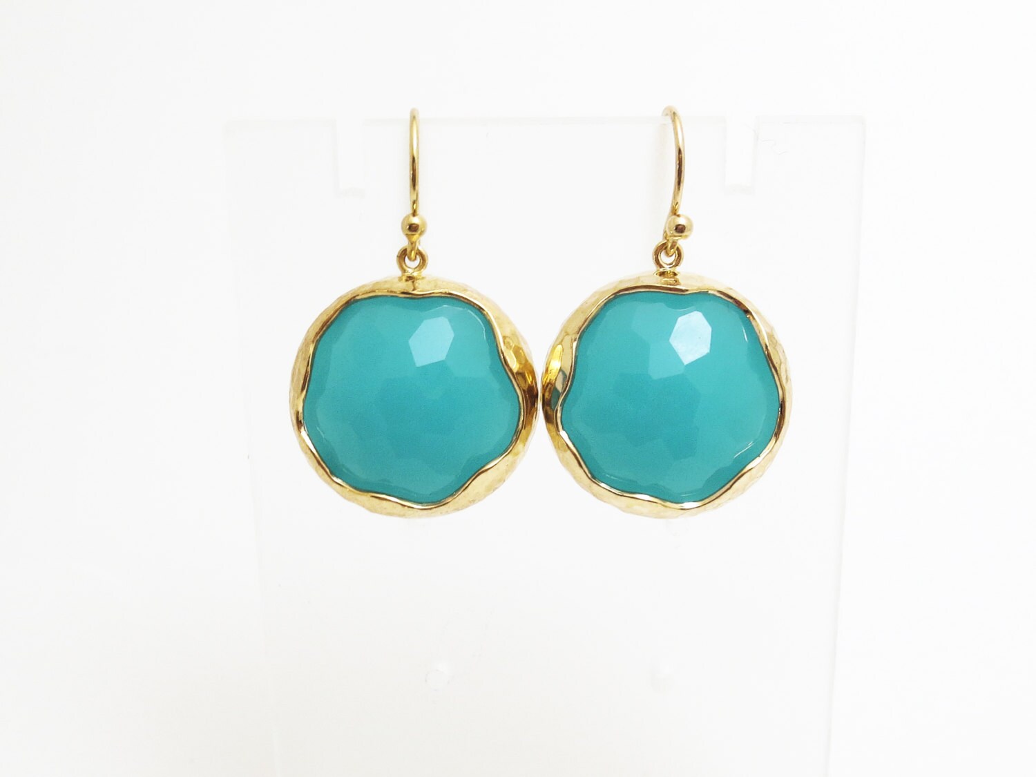 Pacific Ocean Glass Mint Earrings Blue Glass Earrings by Solistar