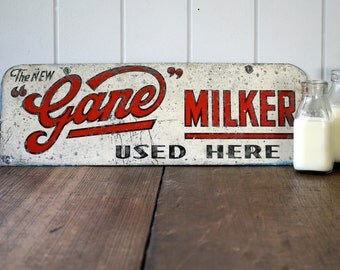 Rare Gane Milker Metal Sign Event Styling Prop Rusty Milk Dairy Industry Farmhouse Rustic Industrial