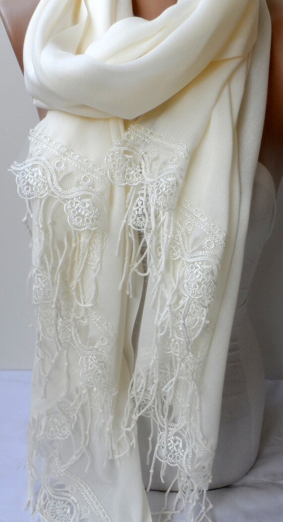 Cream Pashmina Bridesmaid shawls with Cream by elegancescarf