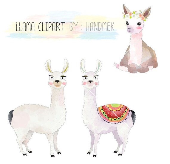 Llama Clipart,Cute Llama Clip Art Instant Download PNG ...