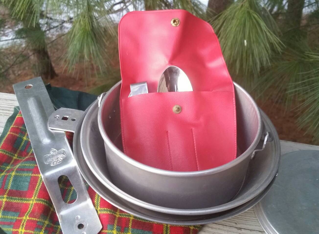 1950s Girl Scout Mess Kit with Original Plaid Cover