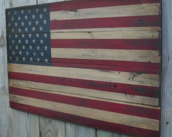 Weathered Aged Rustic Wooden American Flag 22 By Bettyswoodcrafts