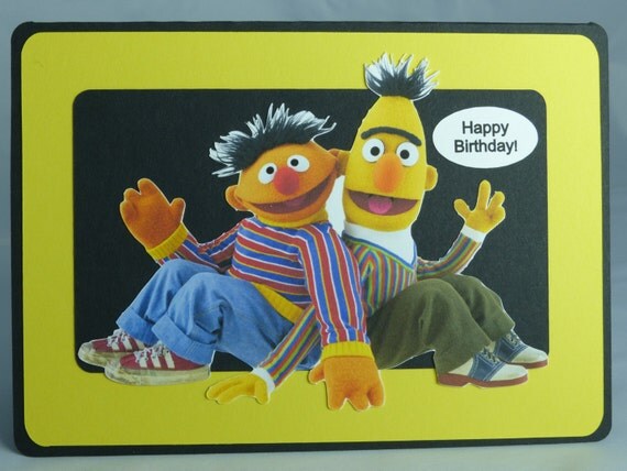 Handmade Greeting Card: Sesame Street Bert & Ernie Birthday