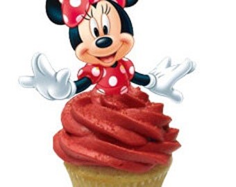 24 Minnie Mouse cupcake toppers