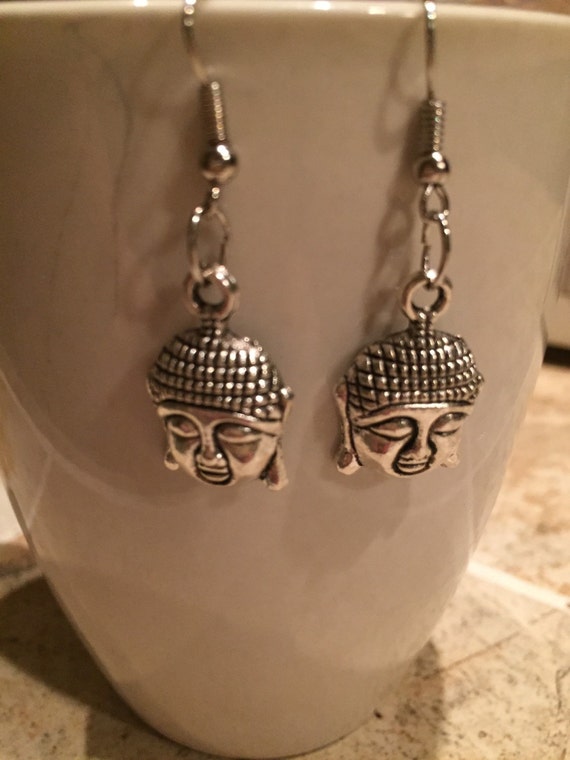 Handmade buddha earrings silver earrings womens buddha
