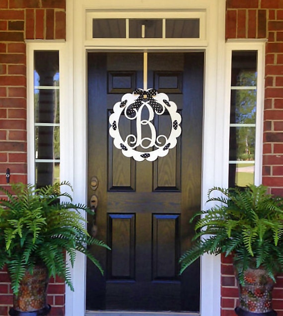 Front Door Wreaths Metal monogram Door Hanger/ Door Wreath