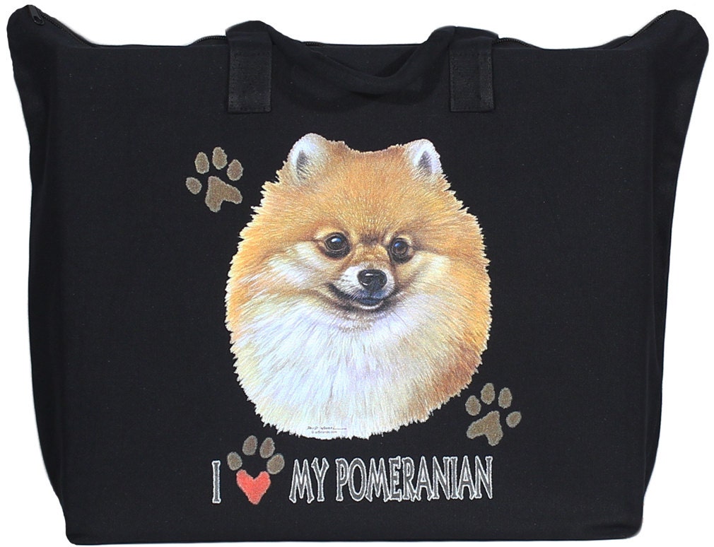 Pomeranian zippered tote bag dog lover gift dog mom picnic