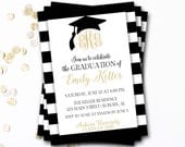 Monogram Graduation Invitation, Black and Gold Graduation Invitation, Class of 2016, Monogram Invitation, DIY Printable Monogram Graduation Invitation, Black and Gold Graduation Invitation, Class of 2016, Monogram Invitation, DIY Printable