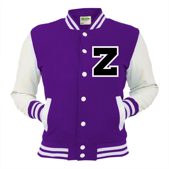 Personalised Purple Varsity Jacket with Black Letter and White