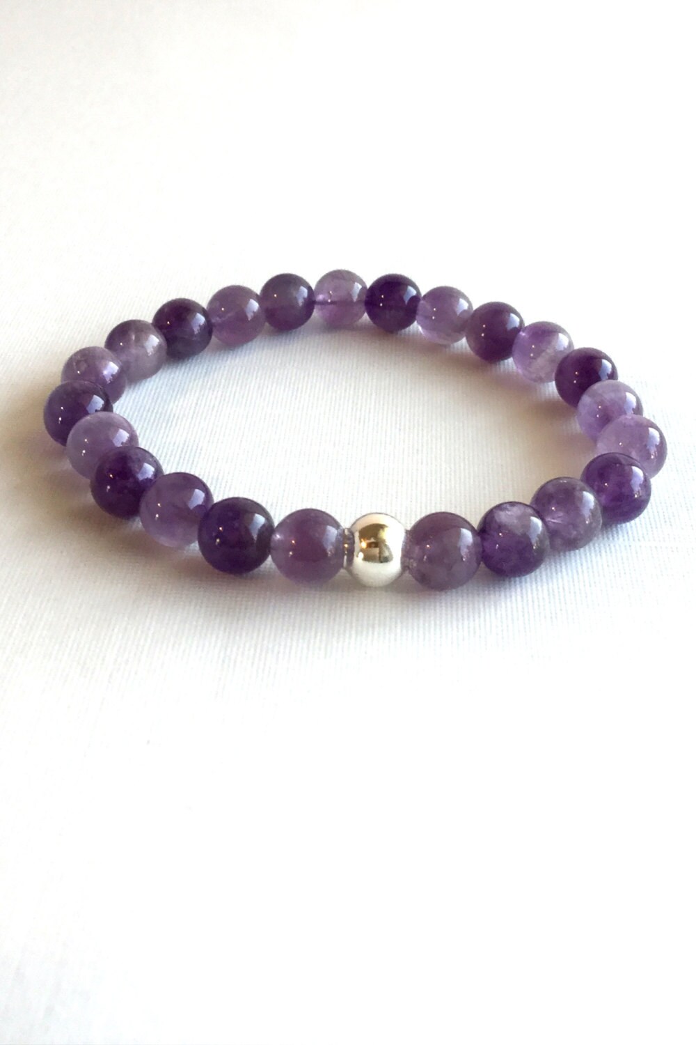 Natural Amethyst Bracelet Round Purple Stone by GemsByKelley