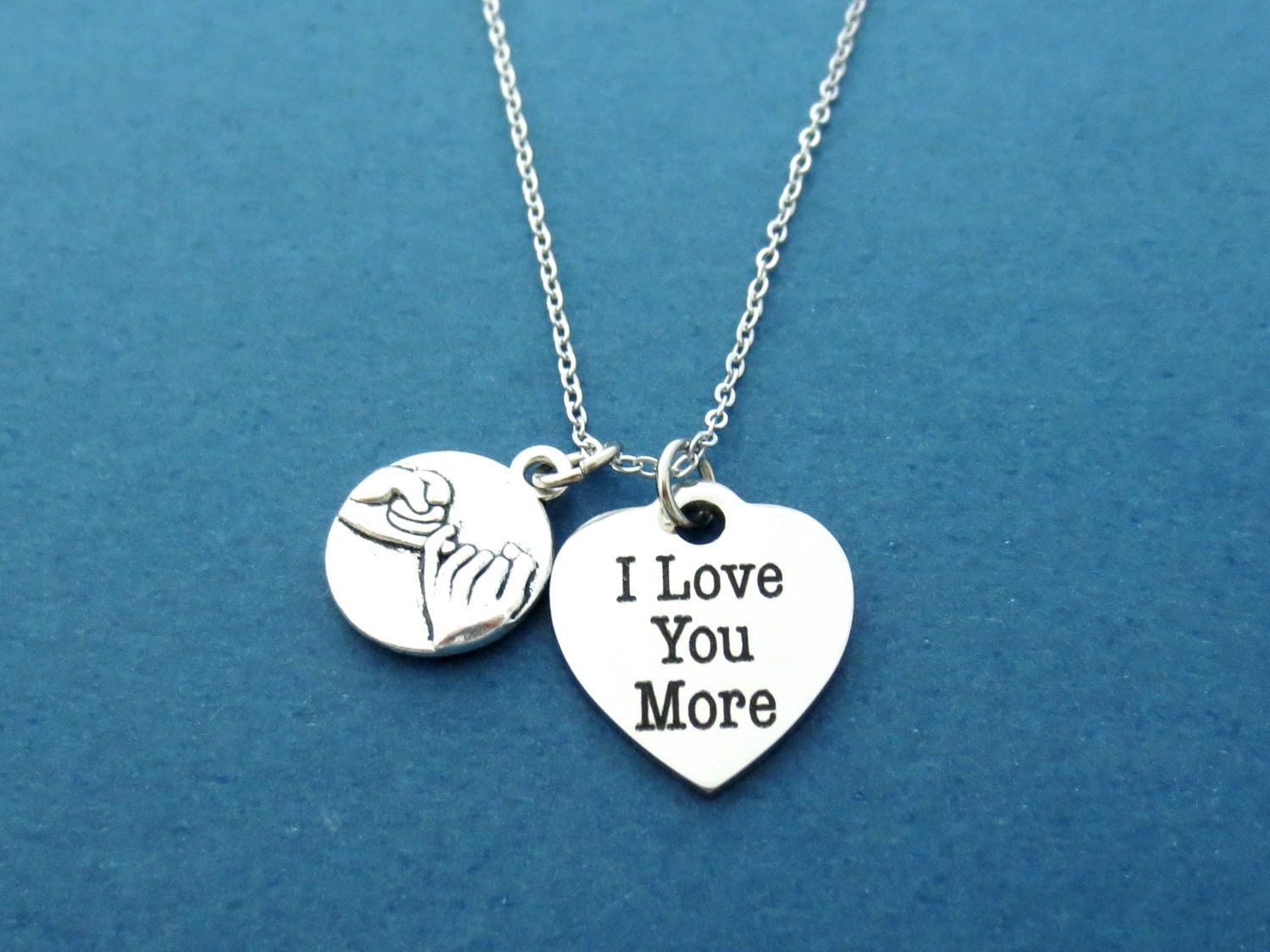 I Love You More Pinky promise Heart Necklace Pinky