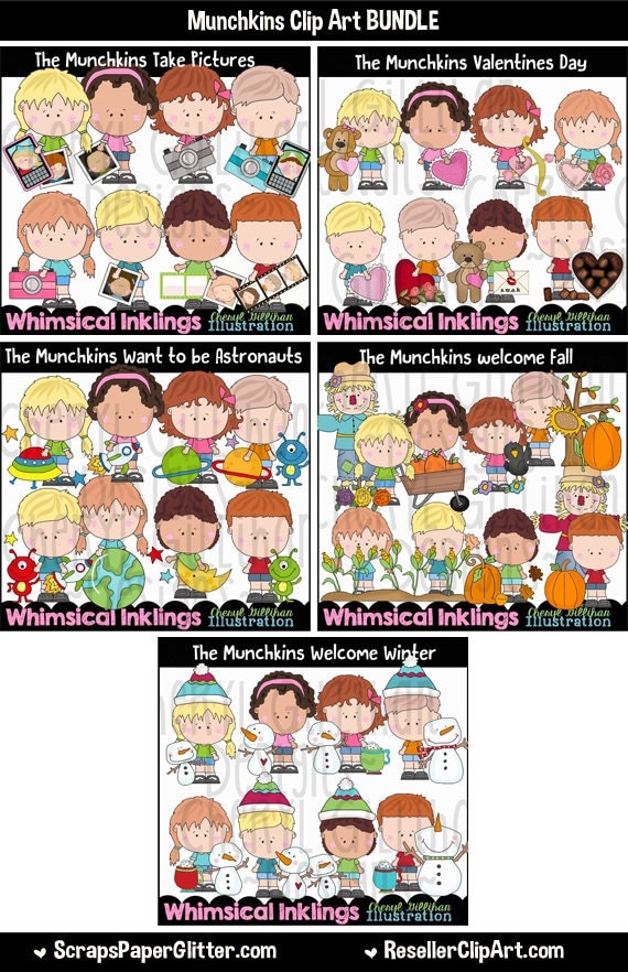 Munchkins Clip Art BUNDLE Includes 17 Sets by ResellerClipArt