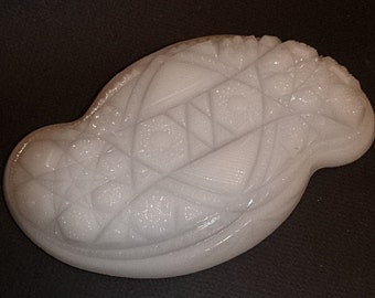 McKee Prescut milk glass Toltec Relish Dish Excellent condition beautiful for your spring table!