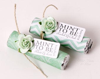 Mint Wedding Favors with Personalized "Mint to be" tag - Set of 24 favors - mint green wedding, mint to be, mint to be favors, mint chevron