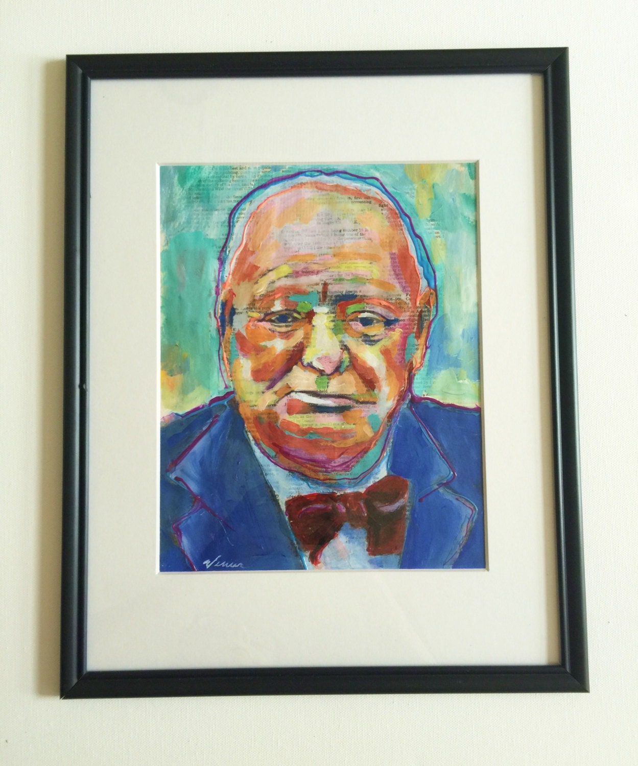 WINSTON CHURCHILL Original Painting Signed By PaintingsbyVenus   Il Fullxfull.992608828 Moe9 