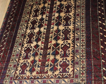 Persian Rug Vintage Baluchi 3x5 Rug Handknotted Excellent Piece. Earthy Brown/Ivory Tones. ~Gypsy Rugs (359)