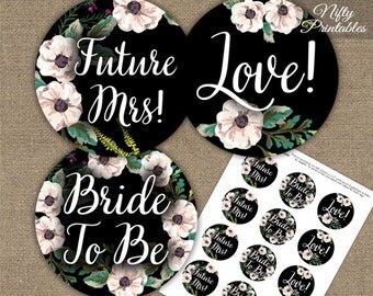 Bridal Shower Cupcake Toppers Pink &amp; Gold Bridal Instant