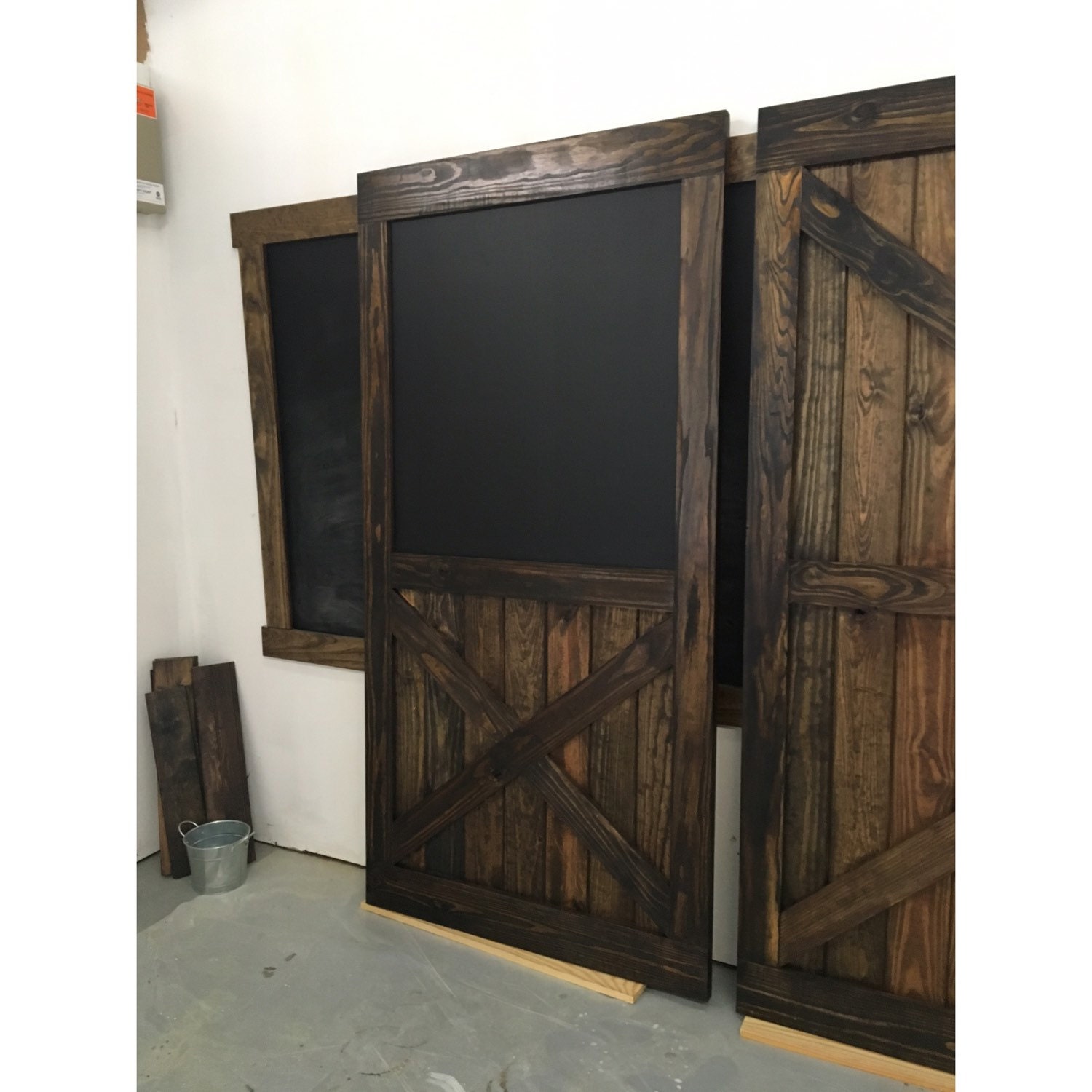 Rustic Sliding Barn Door Chalkboard Design w/Half X Multi