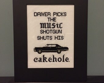 Driver Picks the Music Supernatural Cross Stitch
