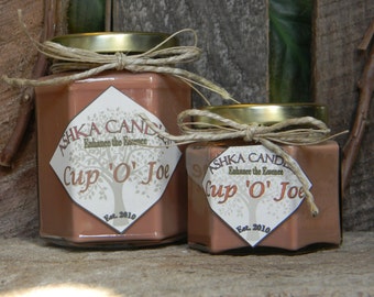 Small CUP'O'JOE coffee soy Candles! 4oz jar candles, Strong Coffee Candle! True coffee candle, Coffee lover candle, cafe, Ashka Candles