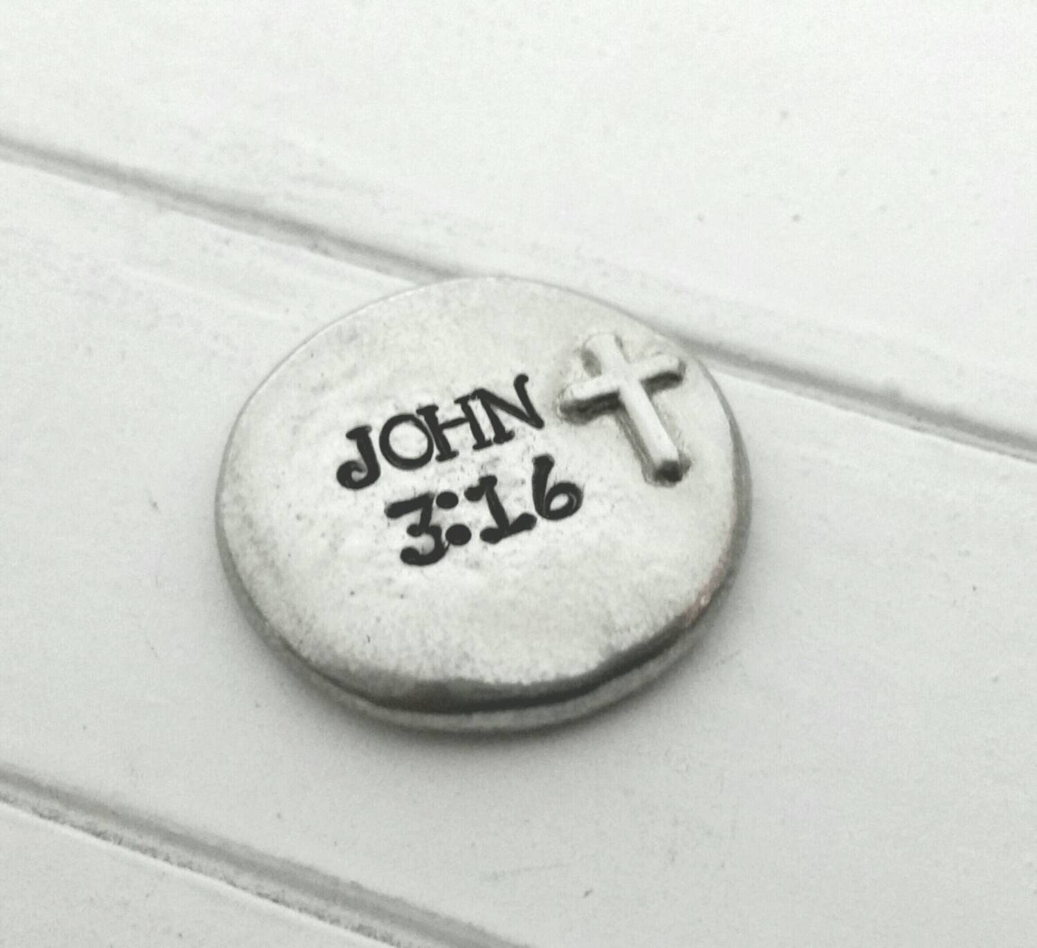 Bible verse pocket coin with cross