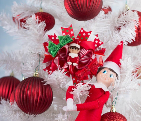 Elf On the shelf Hair Bow / Elf Hair Bow / Big Christmas hair bow / Ott Over the top elf on shelf Hair bow / ELF ON SHELF / LLBEOS1