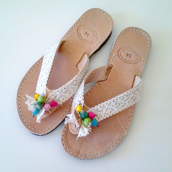 Items similar to Boho Kids Leather Sandals 