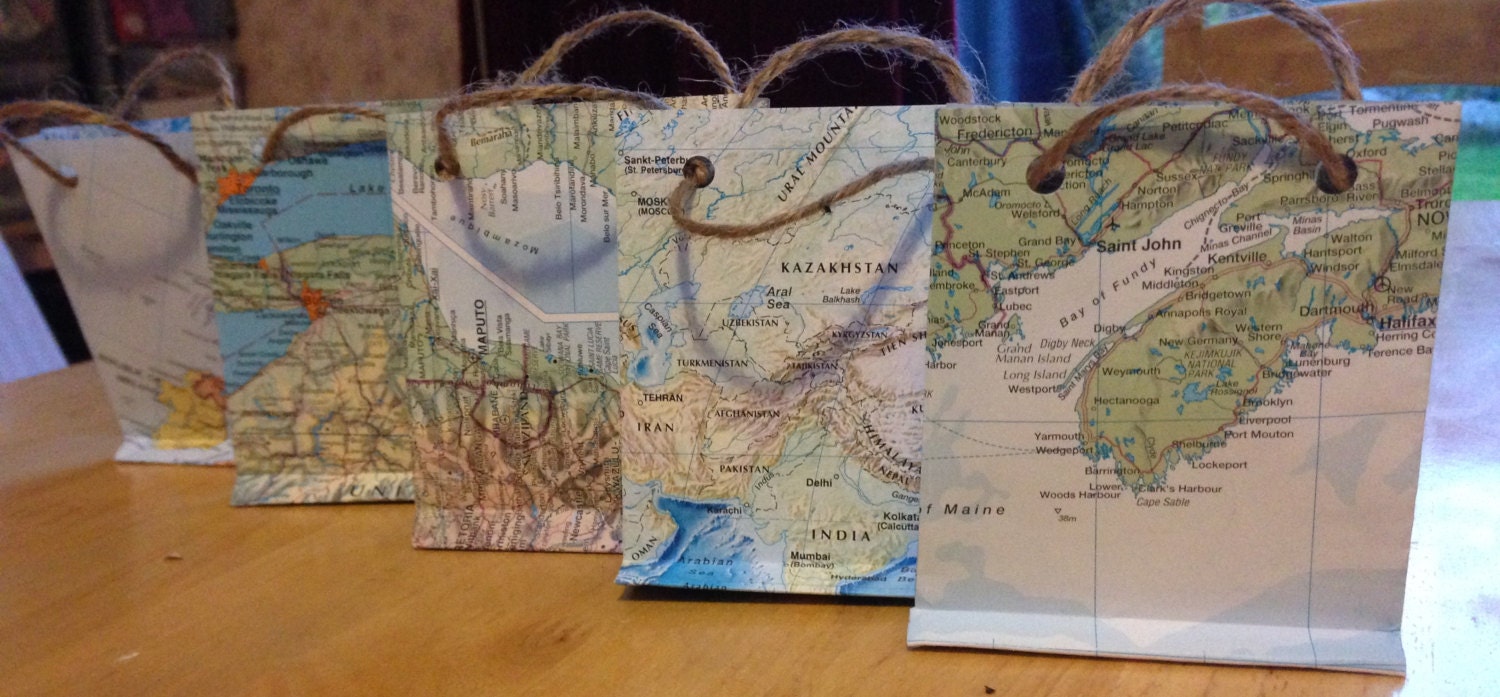 World Map Paper Gift Bag Small Bon Voyage by TheProcraftinator