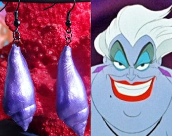 Ursula's Seashell Earrings Ursula's Earrings Sea Witch Jewelry Sea Witch Earrings Ursula Jewelry Cosplay Mermaid Jewelry Purple Jewelry Sea