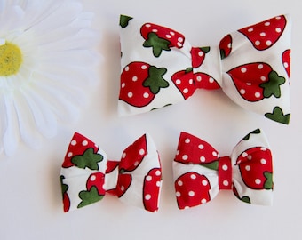 Strawberry Hair Bow, Red Hair Bow, Baby Hair Bows, Girls Hair Clips, Strawberry Hair Clip, Strawberry Bows, Baby Clips, Toddler Hair Clips