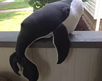 Large humpback whale,stuffed humpback whale, whale plushie,pillow, whale pillow, nautical decor