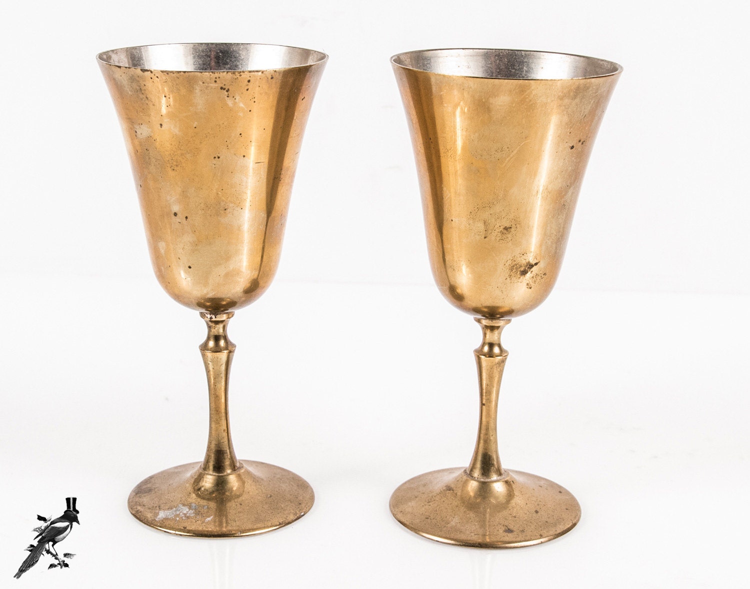 Pair of Vintage Brass Goblets / Chalices Made by TheCordialMagpie