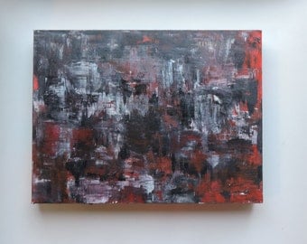 Red - black - grey - white Original Abstract painting Acrylic painting on stretched Canvas Modern Art Home decor Wall Art