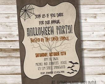 Halloween Party Invitation, Halloween invitation, halloween, Join us if you dare, Fall, Spooky, October Party, 5x7 DIGITAL FILE ONLY