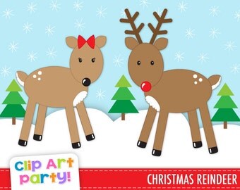 Reindeer Clip Art, Christmas Clip Art, Reindeer clipart, Christmas tree clip art, PNG Images, Instant Download - CA013