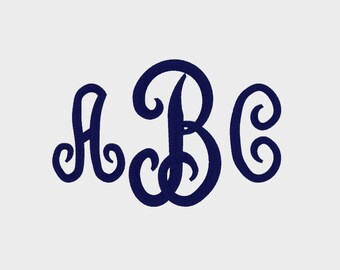 3 Letter Upright Script Monogram Embroidery Machine Font in 5 sizes (1", 1.5", 2", 3", & 4") - INSTANT DOWNLOAD - Item #1076