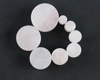 Stone Plugs carved from Rose Quartz - Stretch plugs carved from stone - stretching your ears with stone - Rose Quartz plugs - PB12