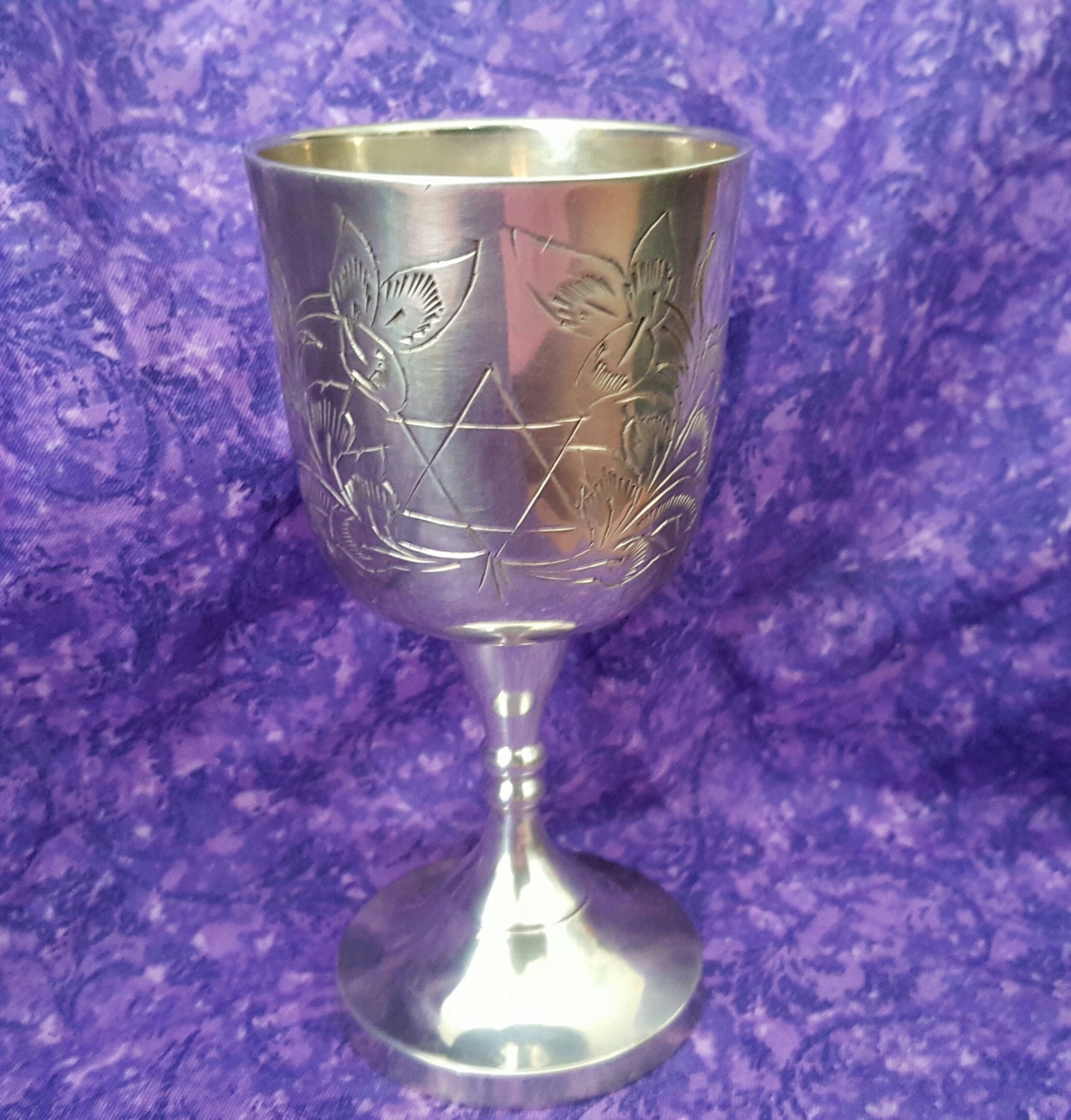 Lovely Vintage Silver Plated Kiddush Cup Wine Goblet With