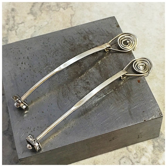 Very Long Modern Sterling Post Earrings Brooklyn Chic