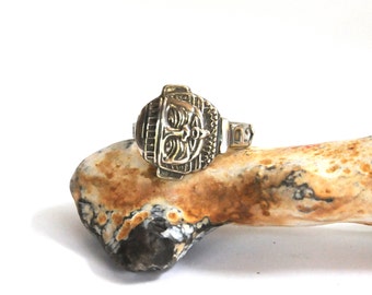aztec ring , spoon ring, mayan ring , silver ring , spoon ring