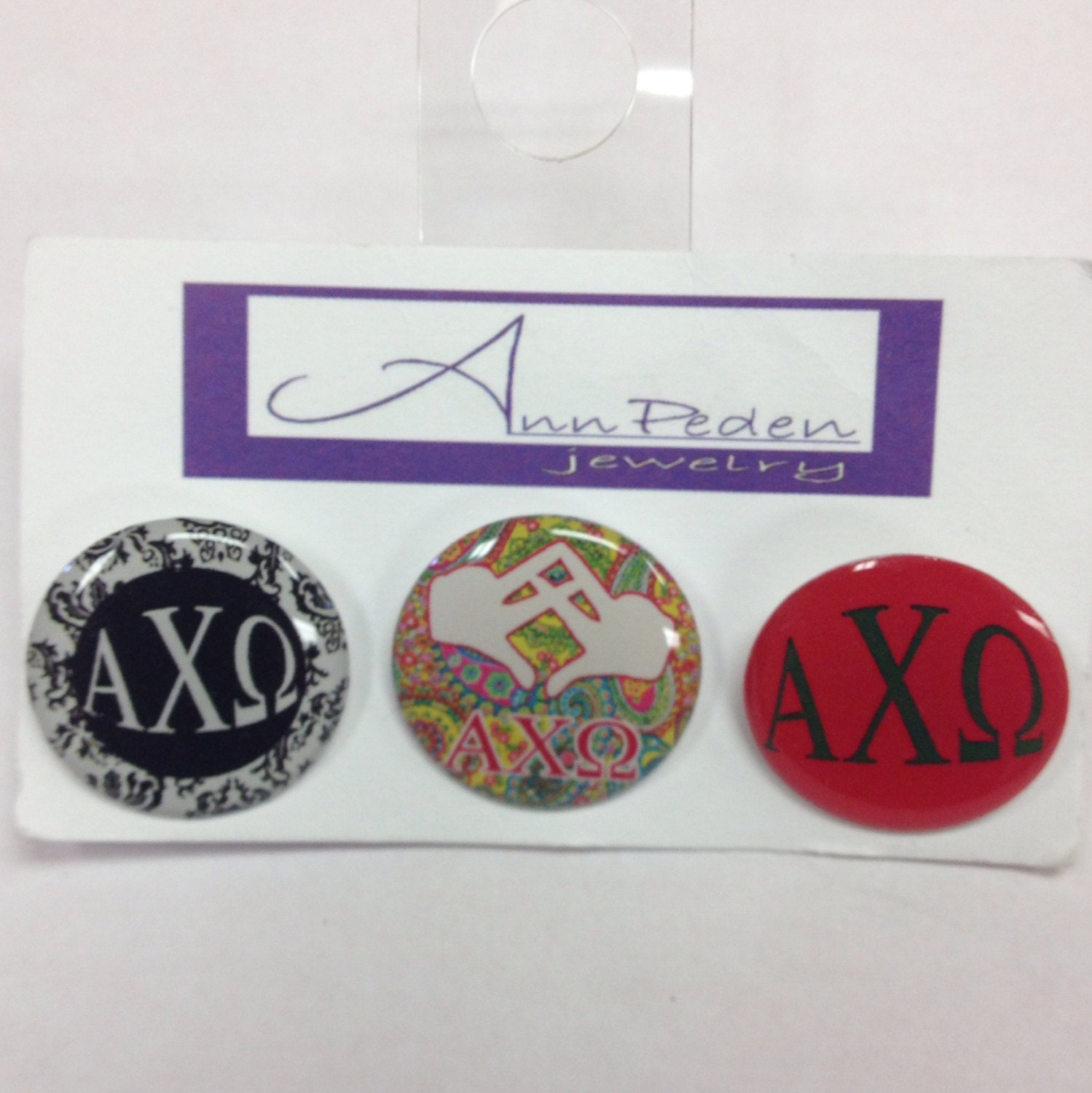 Alpha Chi Omega Lapel Pins Set Of 3 Designs By Annpedenjewelry