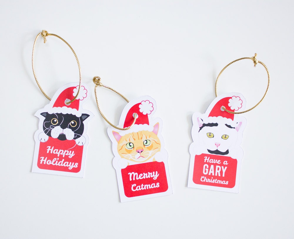 Custom Printable Cat Christmas Gift Tags   By Kooeepapercraft