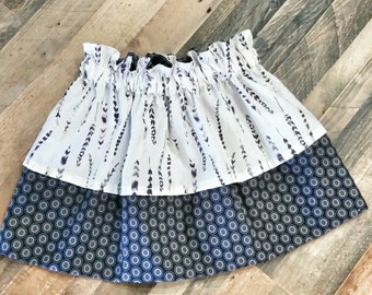 Black Feather Skirt - Black White Outfit - Girls Tribal Skirt - Toddler Skirt - Girls Feather Skirt - Monochrome Girls Skirt