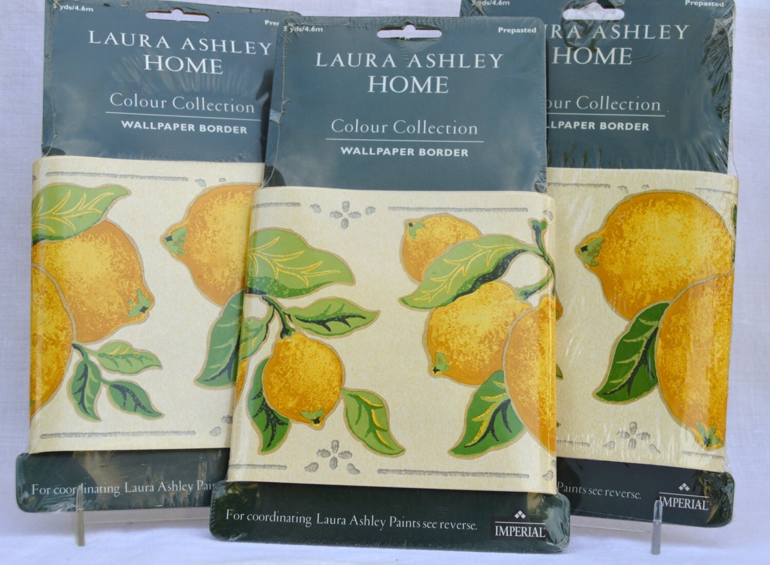 Laura Ashley Wallpaper Border Fresh Lemons Set of 3 New