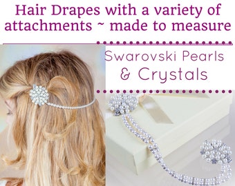 Bridal pearl chain, brow band, bride forehead band, Swarovski, vintage flapper, pearl strand, hair band, crystal pearl Art Deco