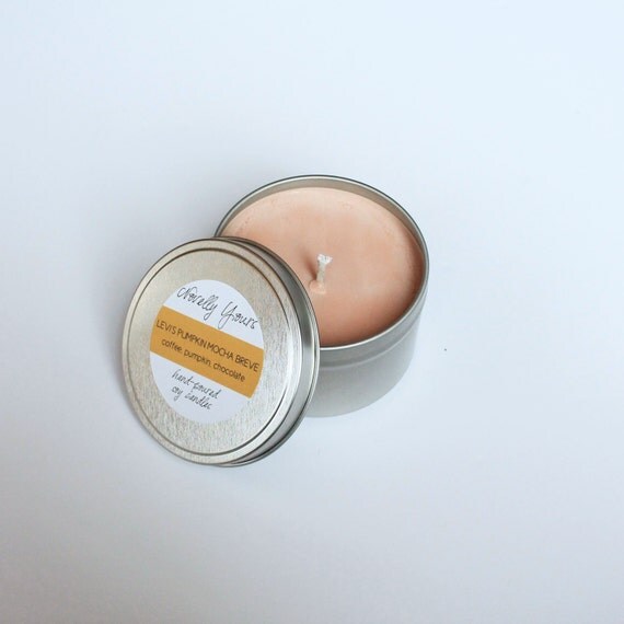 Levi's Pumpkin Mocha Breve 8oz soy candle by NovellyYours on Etsy
