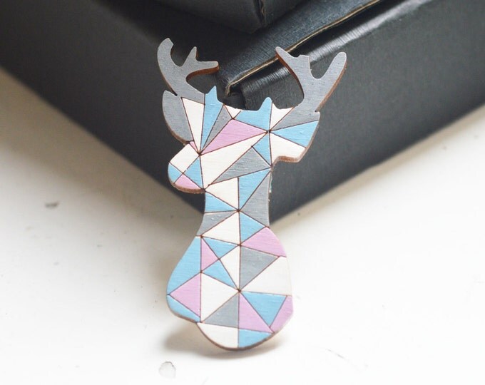 Oh, My Deer // Wooden brooch is covered with ECO paint // Laser Cut // 2016 Best Trends // Fresh Gifts // Nature & Animals // Geometric